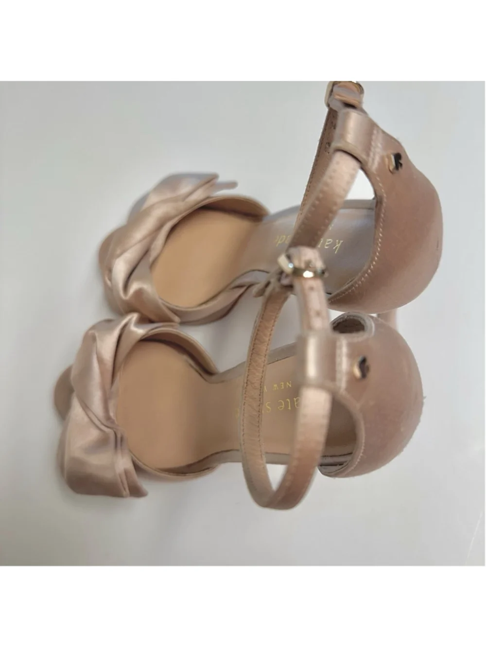 Kate Spade Satin Bow, Blush Pink, Strappy Stiletto Heel Sandals, Woman’s Size 5